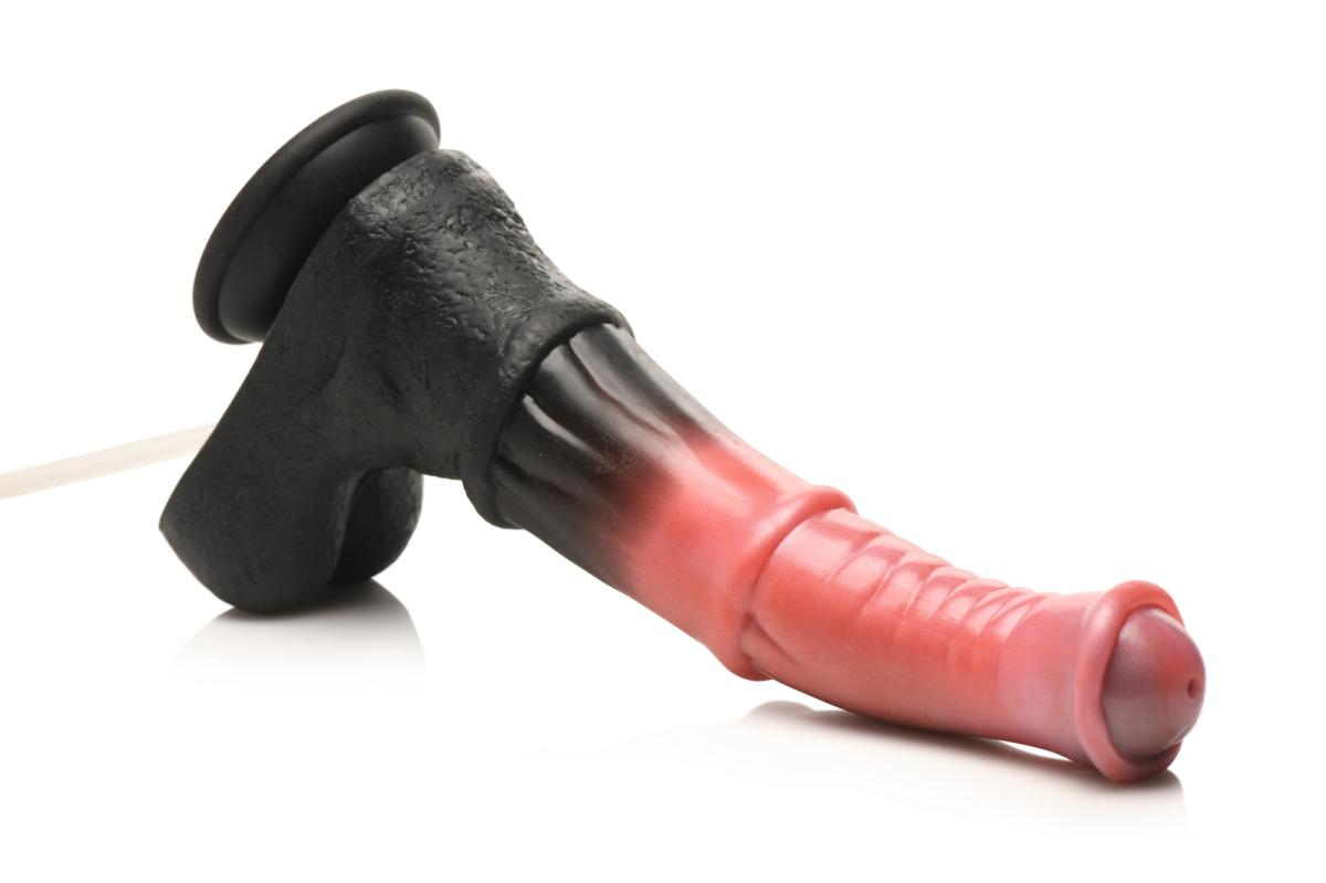 XR Brands - Centaur Explosion Squirting Silicone Dildo - Black/Red