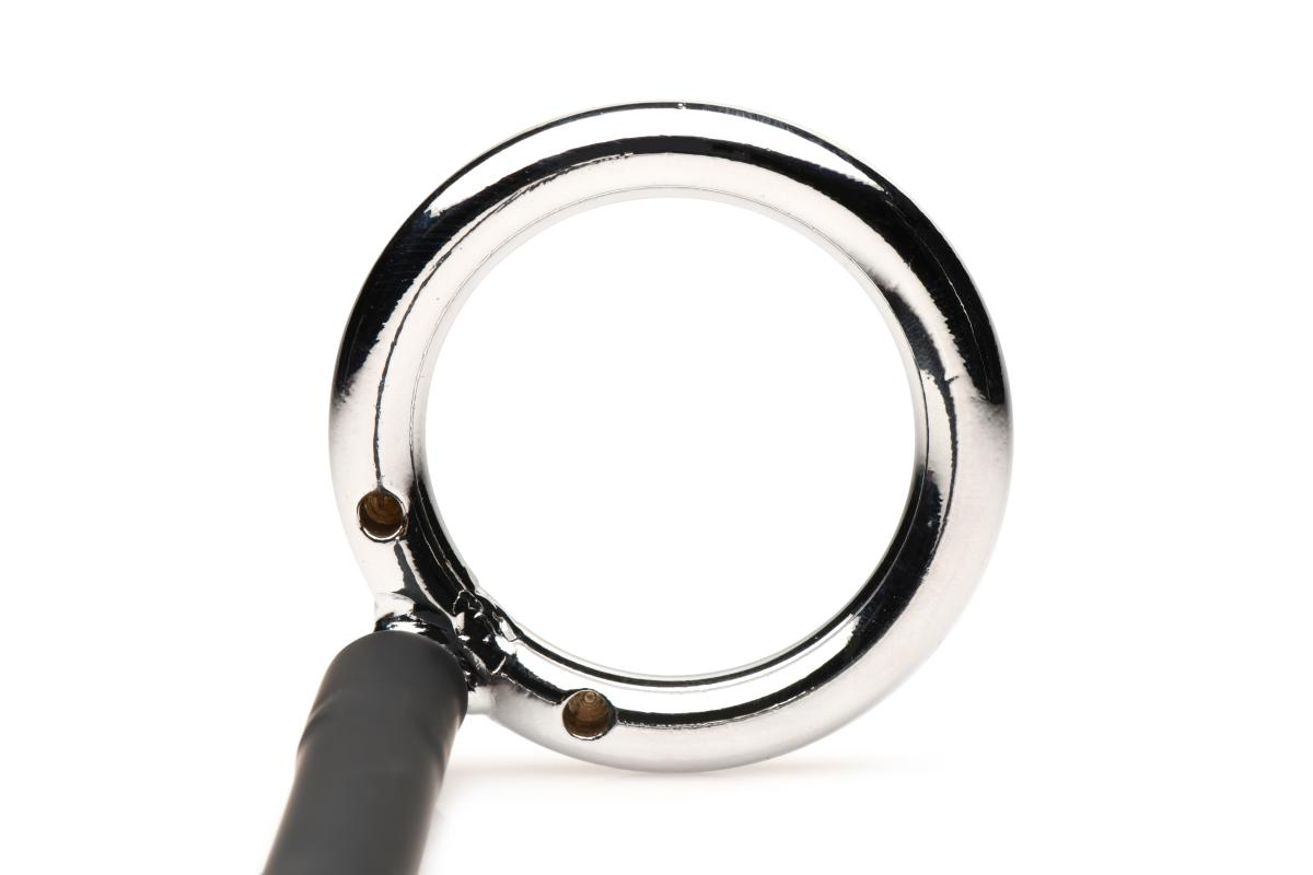 XR Brands - Tug + Plug Cock & Ball Ring with Anal Plug - Black & Silver
