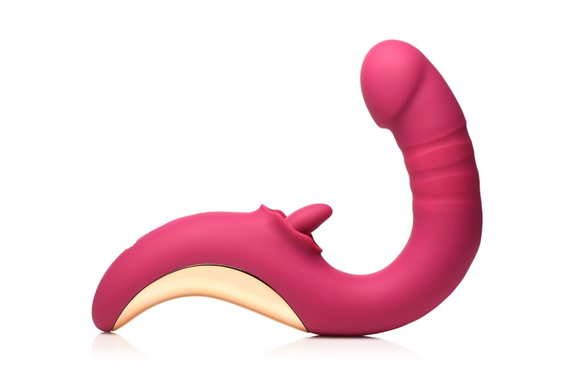 XR Brands – Tease &amp; Please Licking &amp; Thrusting Vibrator – Pink 