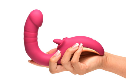 XR Brands – Tease &amp; Please Licking &amp; Thrusting Vibrator – Pink 