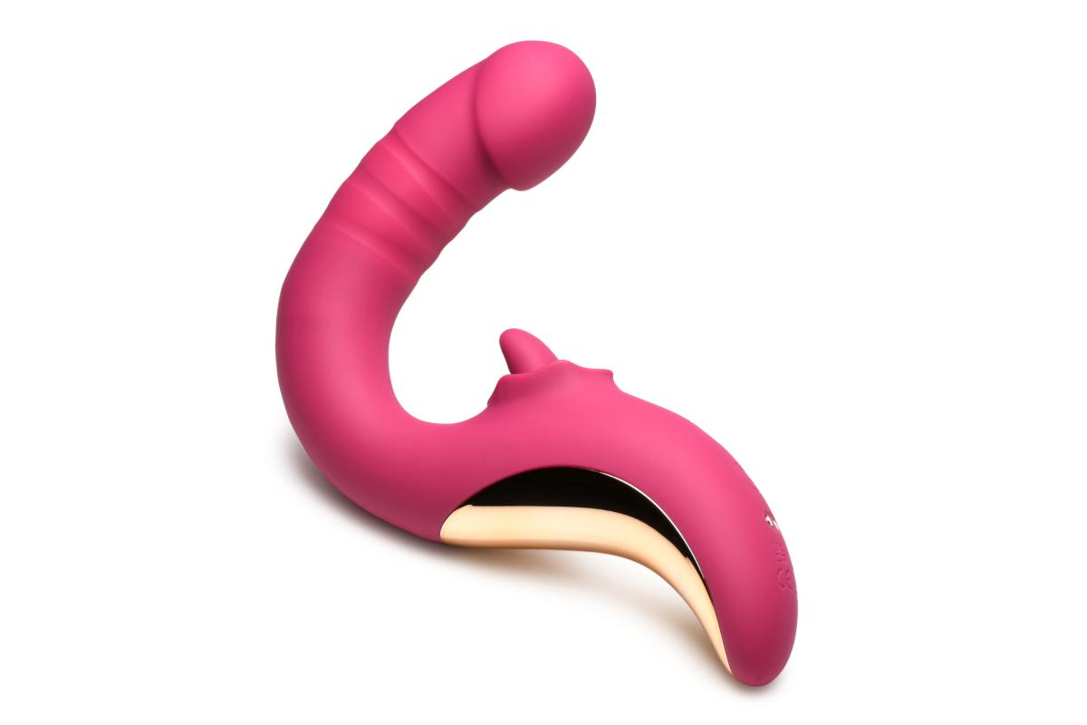 XR Brands – Tease &amp; Please Licking &amp; Thrusting Vibrator – Pink 