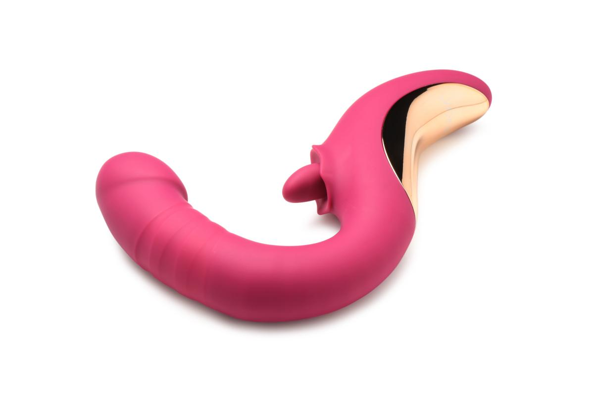 XR Brands - Tease & Please Licking & Thrusting Vibrator - Pink